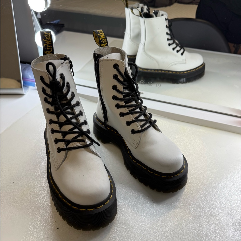 Dr. Martens White and Black Combat Boots